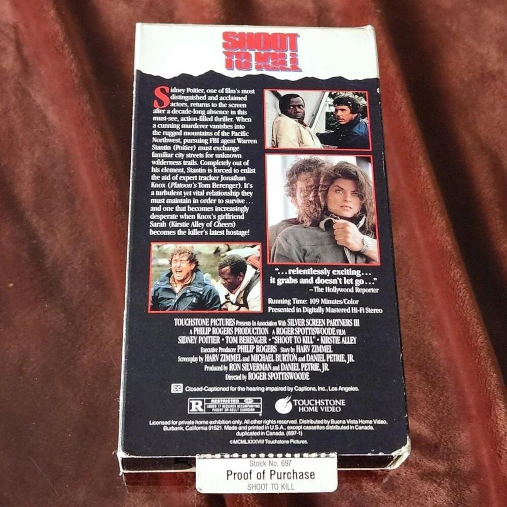 Shoot To Kill - 1990 - Touchstone - VHS tape.